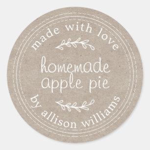 Rustic Homemade Baked Goods Apple Pie Kraft Paper Classic Round Sticker