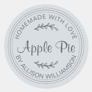 Rustic Homemade Baked Goods Apple Pie Pastel Blue Classic Round Sticker