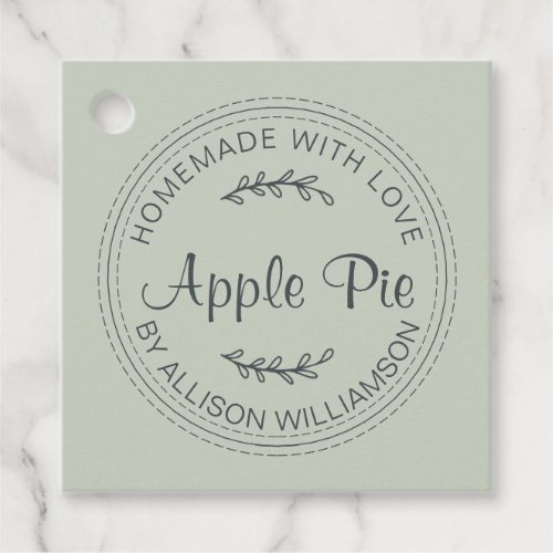 Rustic Homemade Baked Goods Apple Pie Pastel Green Favor Tags