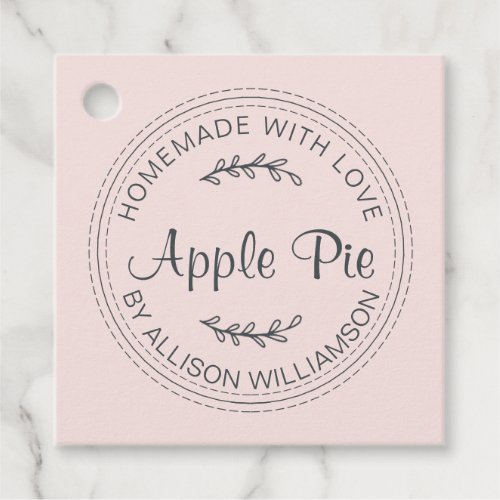 Rustic Homemade Baked Goods Apple Pie Pastel Pink Favor Tags