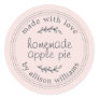 Rustic Homemade Baked Goods Apple Pie Pink Classic Round Sticker