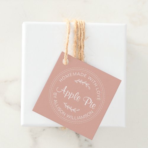 Rustic Homemade Baked Goods Apple Pie Pink Favor Tags