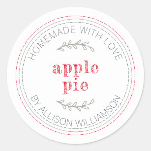 Rustic Homemade Baked Goods Apple Pie White Classic Round Sticker