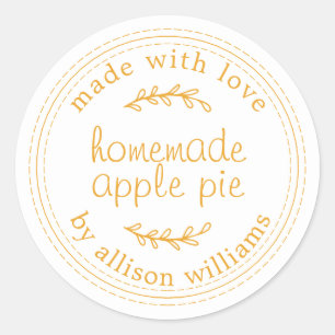 Rustic Homemade Baked Goods Apple Pie Yellow Classic Round Sticker