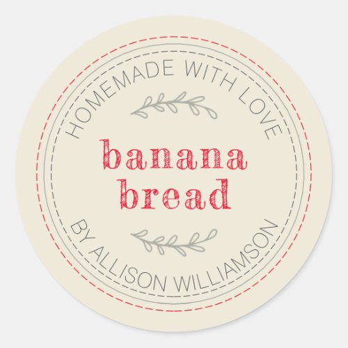 Rustic Homemade Baked Goods Banana Bread Classic Round Sticker