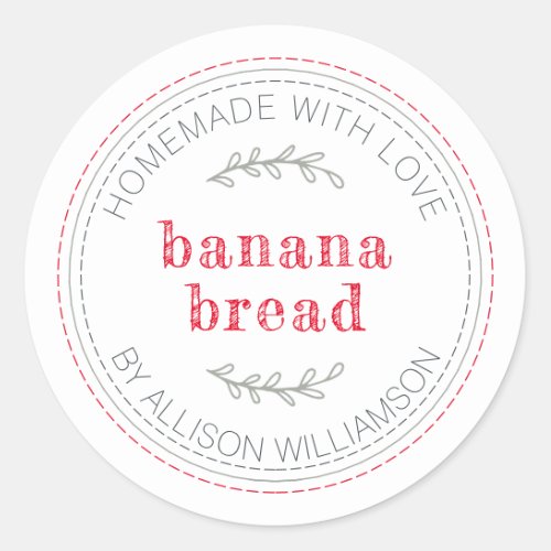 Rustic Homemade Baked Goods Banana Bread Classic Round Sticker