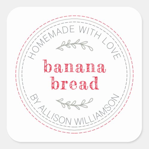 Rustic Homemade Baked Goods Banana Bread Square Sticker