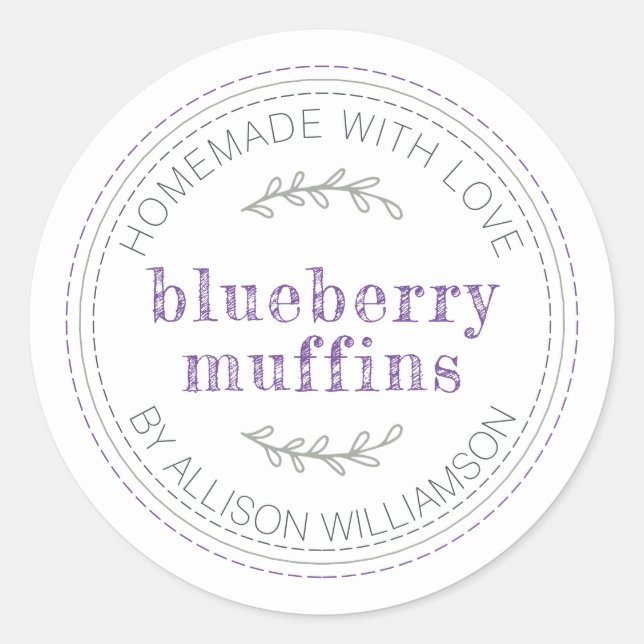Rustic Homemade Baked Goods Blueberry Muffins Classic Round Sticker (Front)