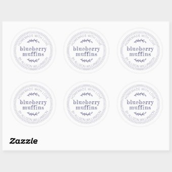 Rustic Homemade Baked Goods Blueberry Muffins Classic Round Sticker ...