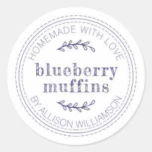 Rustic Homemade Baked Goods Blueberry Muffins Classic Round Sticker
