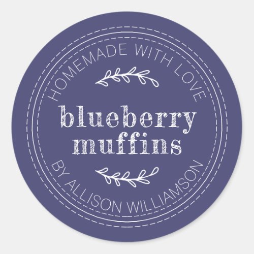 Rustic Homemade Baked Goods Blueberry Muffins Classic Round Sticker