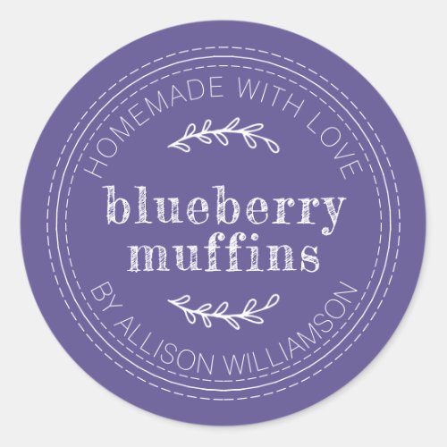Rustic Homemade Baked Goods Blueberry Muffins Classic Round Sticker
