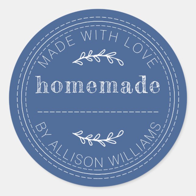 Rustic Homemade Baked Goods Classic Blue Round Sticker (Front)