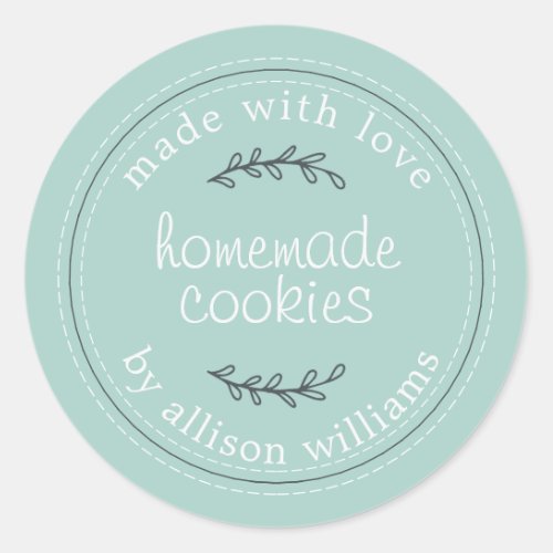 Rustic Homemade Baked Goods Cookies Blue Classic Round Sticker