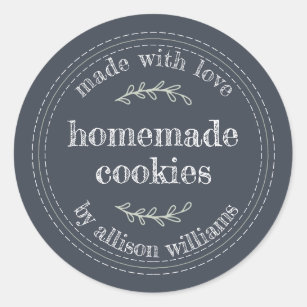 Rustic Homemade Baked Goods Cookies Dark Blue Classic Round Sticker