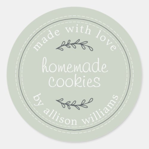 Rustic Homemade Baked Goods Cookies Green Classic Round Sticker