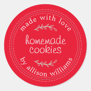 Rustic Homemade Baked Goods Cookies Red Classic Round Sticker