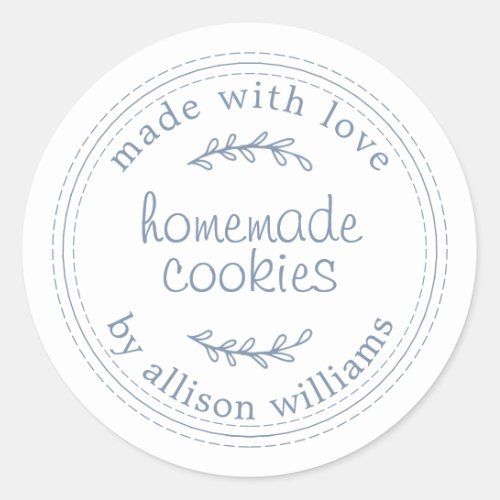 Rustic Homemade Baked Goods Cookies Vintage Blue Classic Round Sticker