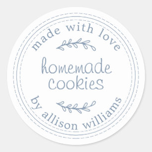 Rustic Homemade Baked Goods Cookies Vintage Blue Classic Round Sticker