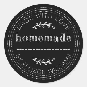Rustic Homemade Baked Goods Jam Can Black Classic Round Sticker