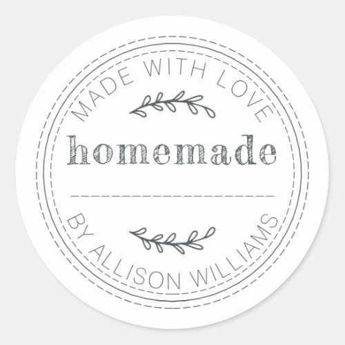 Rustic Homemade Baked Goods Jam Can Black White Classic Round Sticker