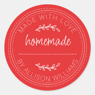 Rustic Homemade Baked Goods Jam Can Bright Red Classic Round Sticker