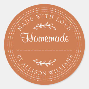 Rustic Homemade Baked Goods Jam Can Burnt Orange Classic Round Sticker
