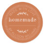 Rustic Homemade Baked Goods Jam Can Burnt Orange Classic Round Sticker