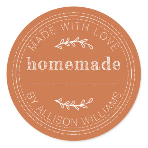 Rustic Homemade Baked Goods Jam Can Burnt Orange Classic Round Sticker