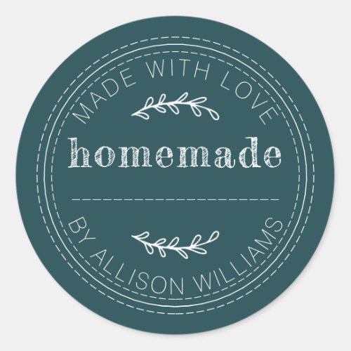 Rustic Homemade Baked Goods Jam Can Deep Teal Classic Round Sticker