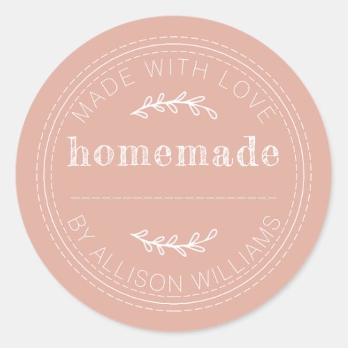 Rustic Homemade Baked Goods Jam Can Dusty Pink Classic Round Sticker