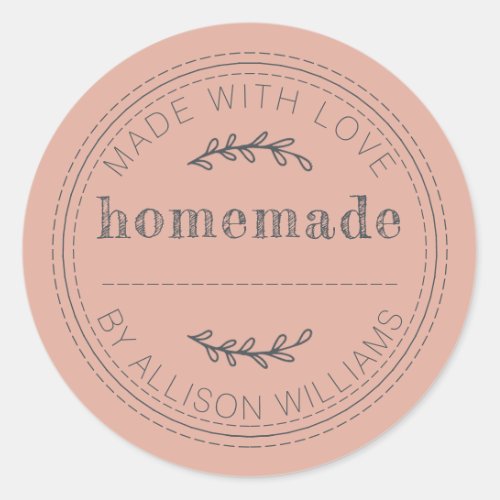 Rustic Homemade Baked Goods Jam Can Dusty PInk Classic Round Sticker