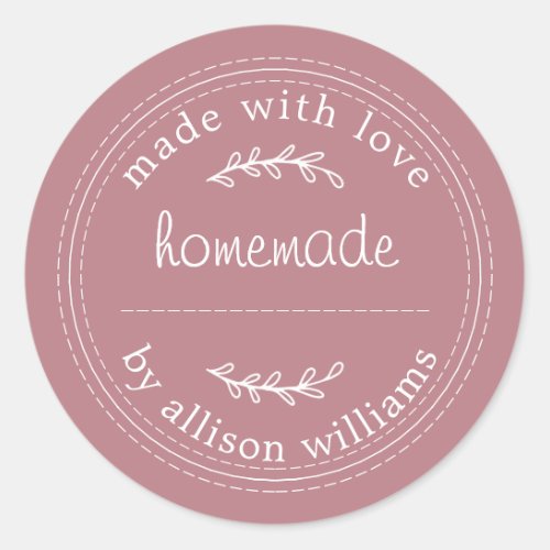 Rustic Homemade Baked Goods Jam Can Dusty Rose Classic Round Sticker