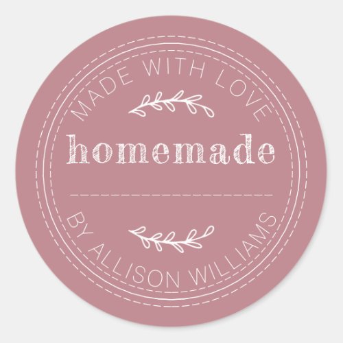 Rustic Homemade Baked Goods Jam Can Dusty Rose Classic Round Sticker