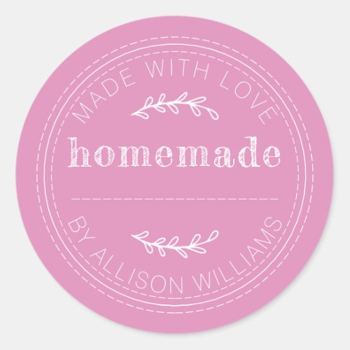 Rustic Homemade Baked Goods Jam Can Fuchsia Pink Classic Round Sticker