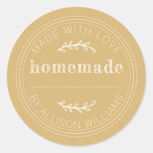Rustic Homemade Baked Goods Jam Can Gold Yellow Classic Round Sticker