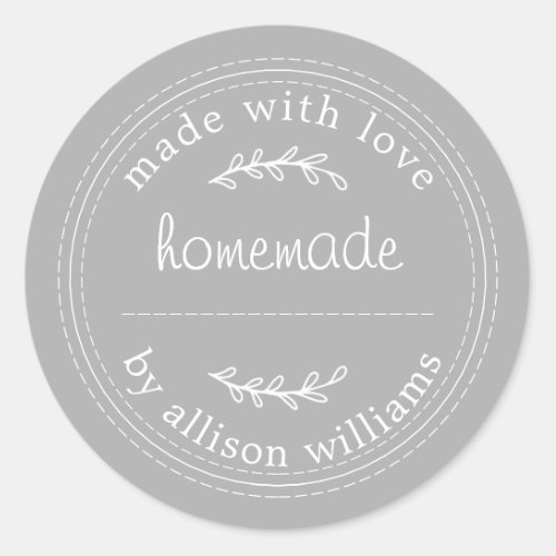 Rustic Homemade Baked Goods Jam Can Gray Classic Round Sticker