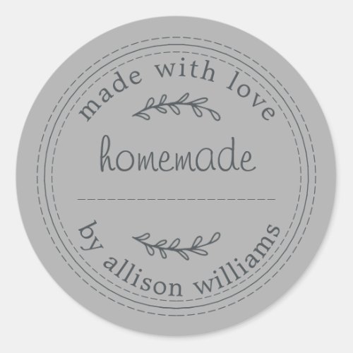 Rustic Homemade Baked Goods Jam Can Gray Classic Round Sticker