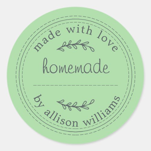 Rustic Homemade Baked Goods Jam Can Green Classic Round Sticker