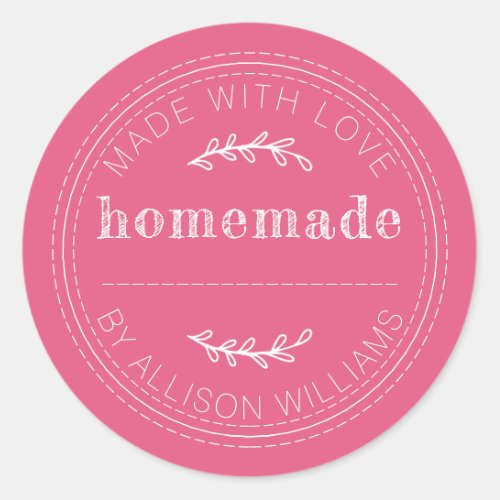 Rustic Homemade Baked Goods Jam Can Hot Pink Classic Round Sticker