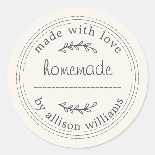 Rustic Homemade Baked Goods Jam Can Ivory Classic Round Sticker