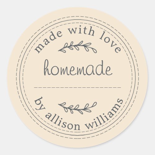 Rustic Homemade Baked Goods Jam Can Ivory Classic Round Sticker