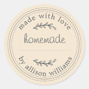 Rustic Homemade Baked Goods Jam Can Ivory Classic Round Sticker