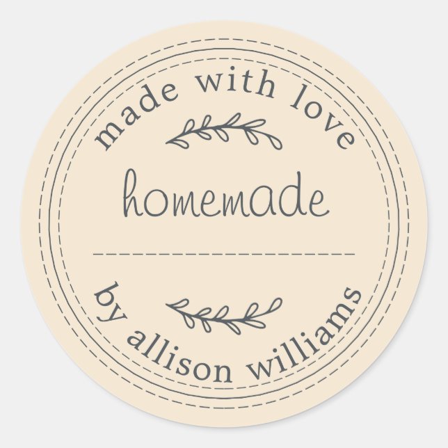 Rustic Homemade Baked Goods Jam Can Ivory Classic Round Sticker (Front)