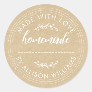Rustic Homemade Baked Goods Jam Can Kraft Classic Round Sticker