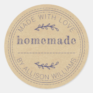 Rustic Homemade Baked Goods Jam Can Kraft Paper Classic Round Sticker