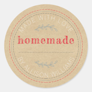 Rustic Homemade Baked Goods Jam Can Kraft Paper Classic Round Sticker