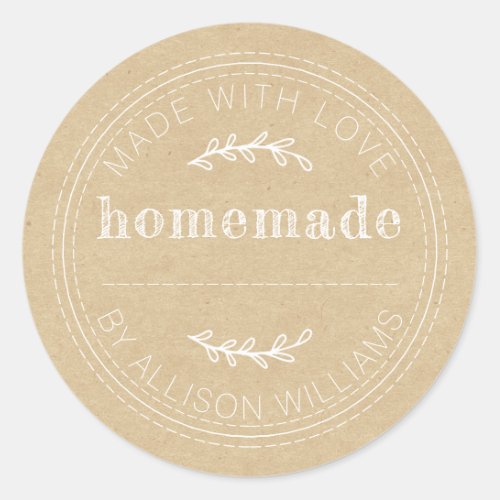 Rustic Homemade Baked Goods Jam Can Kraft Paper Classic Round Sticker