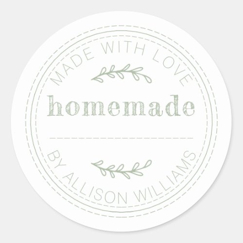 Rustic Homemade Baked Goods Jam Can Laurel Green Classic Round Sticker