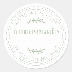 Rustic Homemade Baked Goods Jam Can Laurel Green Classic Round Sticker